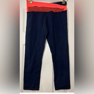 Lululemon Athletica Crop Astro Leggings Size 4 in Navy and Pinkish-Orange